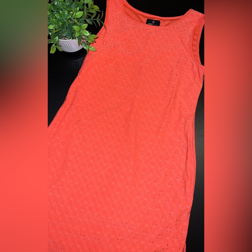 NWOT Ronni Nicole Coral Eyelet Pattern Sleeveless Midi Dress Size L